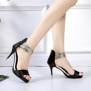 Sandali con Tacco a Spillo in Raso di Seta con Cinturino alla Caviglia, Punta Aperta e Cerniera Posteriore, Primavera Estate 2026, Eleganti e Glamour per Serate e Feste, OEM - Product Image 4