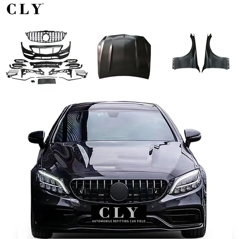 CLY Car stoßstangen For 2014-2021 Benz C Class W205 C205 AMG Line Coupe Normal Upgrade C63S AMG 1:1 Bodykits Hood Fenders