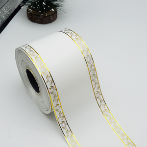 Ruban funéraire imprimé, motif européen, ruban décoratif blanc et jaune, vigne florale pour décoration DIY, <span class=keywords><strong>scrapbooking</strong></span>, artisanat - Product Image 1