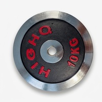 Plaque de barre de musculation chromée électrolytique 10 kg, trou large, corps noir en acier, pour entraînement de musculation à domicile et commercial