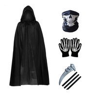 Ensemble de cape noire de la mort pour Halloween, costume de la mort avec faucille pour homme adulte, accessoires de déguisement
