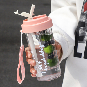 Summer Flower Tea Water Cups Promotional Gift High Quality Coffee <b>Straw</b> Cup Wholesale Portable Anti-Drop Plastic Water <b>Bottle</b> - Product Image 3
