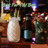 Verres à pied hauts en plastique en forme de tulipe pour cocktails tropicaux Pina Colada, idéaux pour les boissons et jus de bar