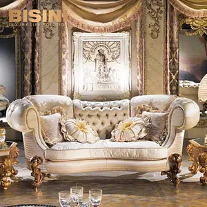 Grande tamanho banhado a ouro elegante estilo europeu, creme de cor, amor, assento, sofá para grand hall