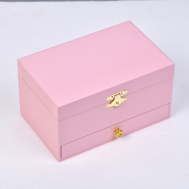 Ever Bright Factory Wholesale High Quality 7-Inch Pink Wooden Music Box Wind up Power for Music Lovers Birthday Christmas Gift