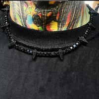 Collier tennis de luxe en zircone noire CZ, collier ras du cou Panthère Noire, bijoux hip-hop à dents de bête pour hommes