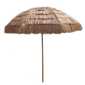 纯色庭院棕榈沙滩伞塑料夏威夷蒂基可倾斜茅草户外雨伞