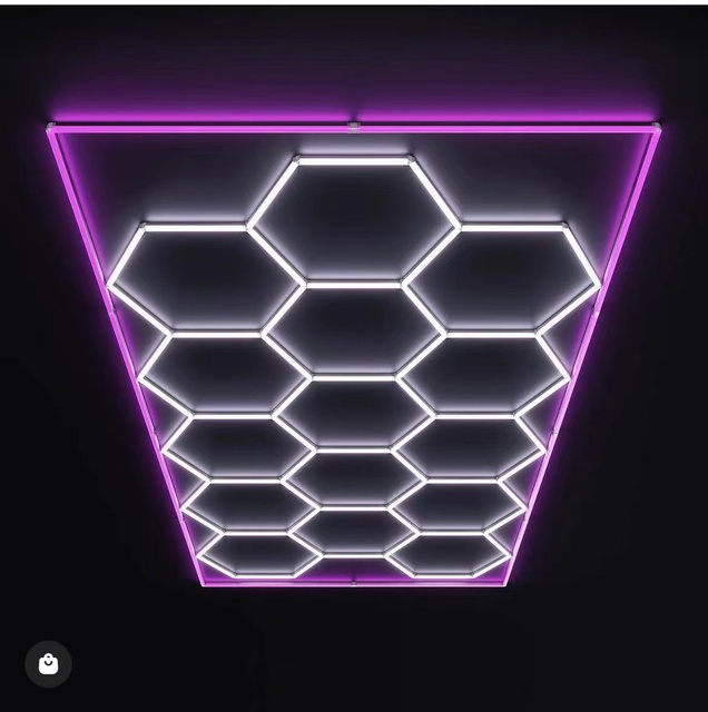 Led Hexagon Honeycomb Car Gym Barbershop Workshop Garage Light Ceiling Panel HexGrid Light