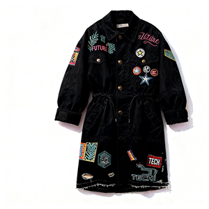 Blouson cargo vintage multi-patchs personnalisé pour homme, style streetwear, effet vieilli, brodé, en tissu épais, long, doublé polaire, coupe-vent - Product Image 4