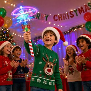 Baguette lumineuse LED en forme de canne à sucre et flocon de neige pour enfants, jouet rotatif lumineux de 14,5 pouces, testé ASTM F963, idéal pour les fêtes de Noël et d'anniversaire - Product Image 2