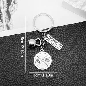 Porte-clés en métal créatif en alliage de zinc haltère Kettlebell Sport Fitness lettres cadeaux de gymnastique musculation porte-clés de voiture pour hommes - Product Image 4