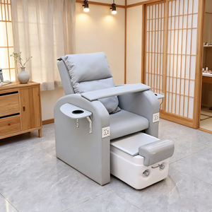 Fauteuil de manucure et pédicure inclinable argenté avec massage, mobilier moderne pour salon de beauté et spa - Product Image 1