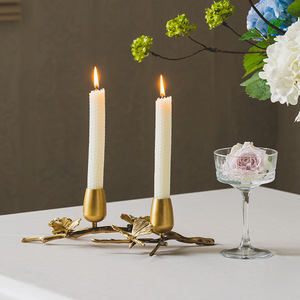 Light Luxury <strong>Brass</strong> Vintage <strong>Candlestick</strong> Ornaments Living Room Dining Table Decor Middle Ancient Nordic Romantic Dinner - Product Image 4