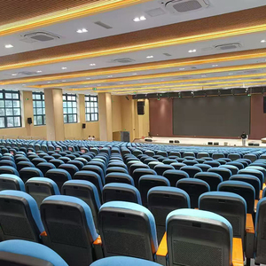 Sillas Plegables de Plástico PP con Patas de <span class=keywords><strong>Hierro</strong></span>, Color Azul, para Auditorio, Iglesia, Escuela, Teatro, Hogar y Oficina, Venta al Por Mayor - Product Image 4