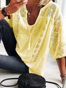 Nouveauté Tendance 2026 : T-shirt Élégant Ample en <span class=keywords><strong>Dentelle</strong></span> Unie pour <span class=keywords><strong>Femme</strong></span> – Idéal pour le Bureau – Vente Flash Dropshipping Printemps-Été - Product Image 2