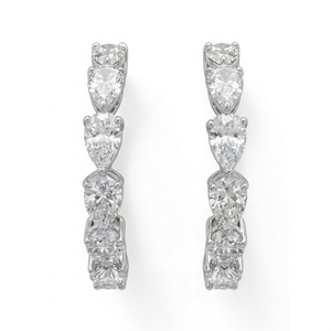 Pendientes de Aro Minimalistas con Diamante en Forma de Pera de 7 Quilates Cultivado en Laboratorio, Oro Blanco de 14k, Certificado IGI, Regalo de Compromiso, Boda, Fiesta - Product Image 1