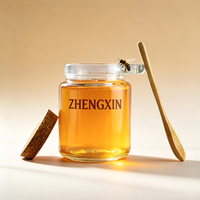 Pot à miel en verre de luxe personnalisé vide avec cuillère et cuillère en bois, 100 ml et 250 ml