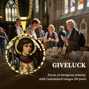 GIVELUCK Colgante Religioso 3D de Sana Juana de Arco para Hombre, Chapado en <span class=keywords><strong>Oro</strong></span> de 18K, de Acero Inoxidable, Medalla Religiosa - Product Image 6