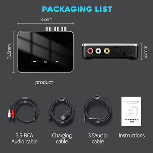 Récepteur et émetteur <span class=keywords><strong>Bluetooth</strong></span> 6.0 compatible, adaptateur sans fil <span class=keywords><strong>Jack</strong></span> 3,5 mm Aux pour musique TV voiture, adaptateur récepteur audio 2 RCA - Product Image 5
