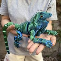 Juguete Antiestrés de Iguana Impreso en 3D con Gradiente, Figura de Lagarto Articulada con Articulaciones Móviles, Modelo de Reptil Flexible para Halloween, Regalo para el Hogar