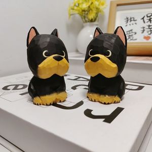 Sculpture sur bois personnalisée de chien <span class=keywords><strong>Dubin</strong></span>, ornement de bureau en forme d'animal du zodiaque, artisanat en bois - Product Image 1
