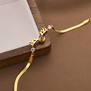 Best-seller transfrontalier - Bracelet en acier titane avec projection « Je t'aime » en 100 langues, chaîne en os de serpent pour femmes, bijoux - Product Image 4