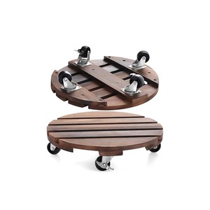 <span class=keywords><strong>Support</strong></span> de <span class=keywords><strong>plante</strong></span> en pot de fleur en bois avec roues <span class=keywords><strong>support</strong></span> de <span class=keywords><strong>plante</strong></span> rond <span class=keywords><strong>roulant</strong></span> avec roulettes verrouillables en métal Base en bois intérieure et extérieure - Product Image 2