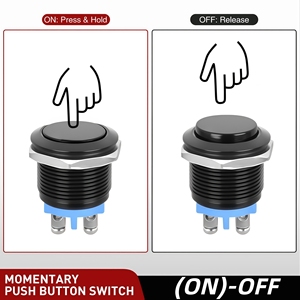 12mm 16mm 19mm 22m Metal Düz Başlı Basmalı Düğme Anahtarı, Paslanmaz Çelik Anlık Dokunmatik Anahtar, Araba Kornası/Çalırtıcı Kontak Anahtarı - Product Image 3