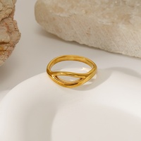 Bague Cercle Creux Minimaliste en Acier Inoxydable Plaqué Or Style Européen et Américain, Personnalisable, Tendance Instagram, Cadeau Chic et Cool