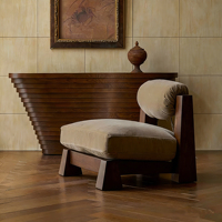 Fauteuil simple en bois massif de style rétro italien, design ergonomique, adapté à la chambre à coucher, au salon et à l'hôtel.