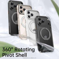 Étui avec béquille magnétique pour iPhone 18 Pro Max 360 °   Support de téléphone rotatif en TPU et PC, antichoc, robuste, protection anti-chute