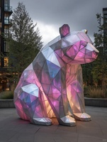 Vente chaude géométrique brillant cerf Sculpture moderne métal Animal Art pour Atrium, Plaza Commercial décor personnalisé IP Art Sculpture