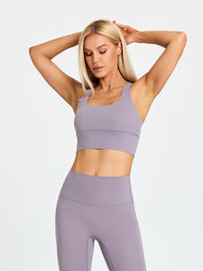 Vente en gros de soutien-gorge de sport pour femmes Gym Fitness col rond haut de yoga dos nu sangle conception course à pied entraînement yoga pour femmes - Product Image 2