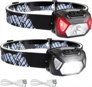 Linterna Frontal LED IPX4 Impermeable de Alto Lumen, Recargable por USB, de Largo Alcance, para Camping, Emergencias, Iluminación Exterior - Product Image 1