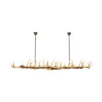 Lustre LED en bois de cerf rustique nordique pour salon Restaurant dessus de Table créatif rectangulaire grand cerf en résine lumières suspendues
