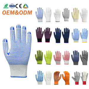 Mavi pamuk eldivenler bir tarafı emek koruması ile Anti kayma PVC noktalar emniyetli çalışma eldiveni - Product Image 3