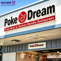 Letras LED 3D Iluminadas Frontalmente, Resistentes al Agua, Logotipo Comercial Acrílico Personalizado, Letras de Canal Iluminadas para Poke Bowl y Ramen Shop