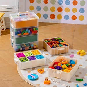 MIXWARES Mehrstöckige Kunststoff-Aufbewahrungsbox mit Griff - Wasserdichter Spielzeug- & Snack-Organizer, Tragbares Aufbewahrungsset für Zuhause - Product Image 1
