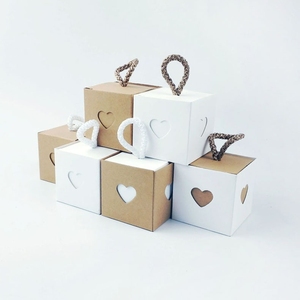 Décorations de mariage fête faveurs grain de bois creux en forme de coeur papier kraft boîte à bonbons Bonbonnière coffrets cadeaux nuptiale baby shower - Product Image 4