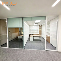 Système de cloison en verre double vitrage sans cadre à vue complète moderne, cloison acoustique pour bureau, école et salle de sport