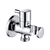 Robinet d'angle en laiton chromé avec support de pommeau de douche intégré, robinet d'arrêt mural pour bidet