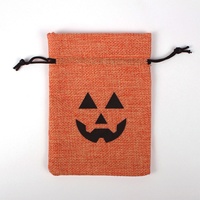 Sac en lin à cordon en toile de jute composite d'Halloween emballage personnalisé à cordon de jute pour bonbons petits articles échantillons cadeaux
