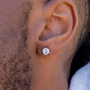 Classic European American Style Round Zircon <b>Stud</b> Earrings <b>For</b> <b>Men</b> 925 Sterling Silver Hypoallergenic Gift Jewelry - Product Image 1