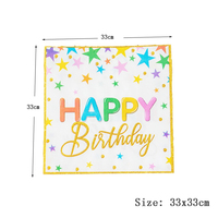 20 serviettes en papier Joyeux Anniversaire 33x33cm pour la décoration de table de fête