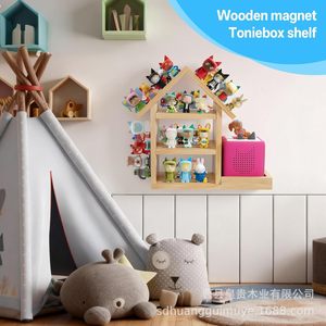 Estante de Almacenamiento Magnético de Madera para Figuras, 3 Niveles, Organizador de Juguetes para Habitación Infantil, Color Madera Natural - Product Image 1