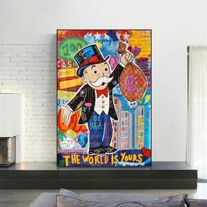 SQ Alec <span class=keywords><strong>Monopoly</strong></span> imprime lienzo póster dinero arte de la pared decoración del hogar juego personaje calle <span class=keywords><strong>graffiti</strong></span> lienzo pintura para regalo - Product Image 3