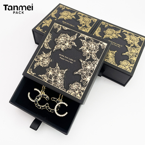 Caja de Regalo de Joyería Negra de Lujo con Logotipo Personalizado, Caja de Regalo con Cajón para Pulsera, Anillo, Collar, Pendientes y Colgante - Product Image 4