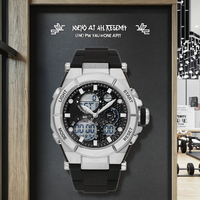Montre analogique-numérique pour homme, sportive, étanche, avec mouvement mécanique, cadran lumineux, cristal saphir, bracelet en caoutchouc, logo personnalisé