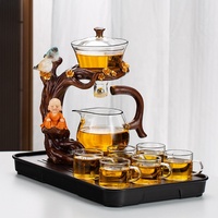 Service à thé en verre résistant à la chaleur maison bouddha brasseur de thé automatique bureau magnétique couvercle semi-automatique bol tasses