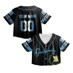 Label Kustom OEM Guatemala Meksiko AS Kaos Pendek Wanita Remaja Baju Olahraga Bernapas Crop Top Jersey Baseball - Product Image 1